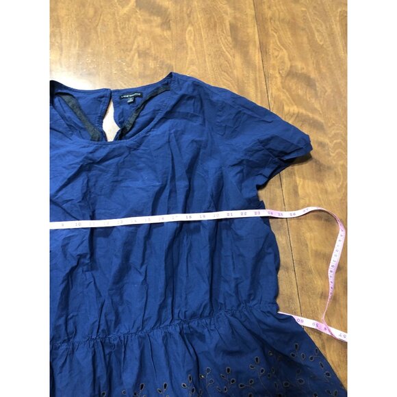 Lane Bryant Blue Tunic Shirt Short Flutter Sleeve Peplum Eyelet Embroidery 28 - Picture 7 of 8